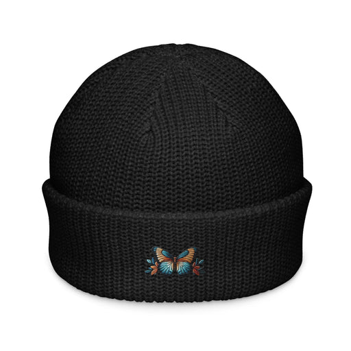 Triniskies  Hats Black Embroidered Butterfly Fisherman Beanie Nature-Inspired Cozy Hat