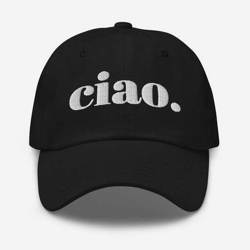 Triniskies  Hats Black Embroidered Ciao Hat | Adjustable Dad Hat | Chic Italian Travel Hat