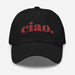 Triniskies  Hats Black Embroidered Ciao Hat | Adjustable Dad Hat | Chic Italian Travel Hat