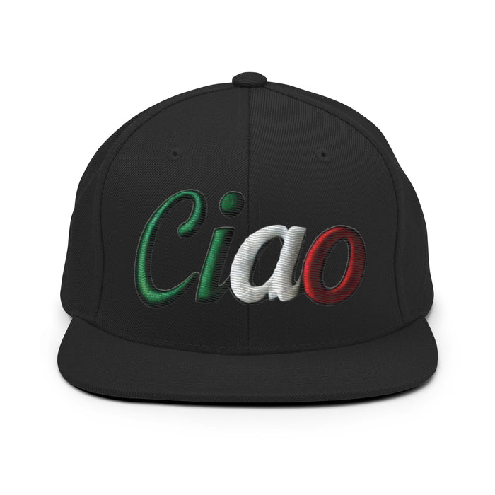 Triniskies  Hats Black Embroidered CIAO Snapback Hat | Destination Travel Hat | Great Gift Idea