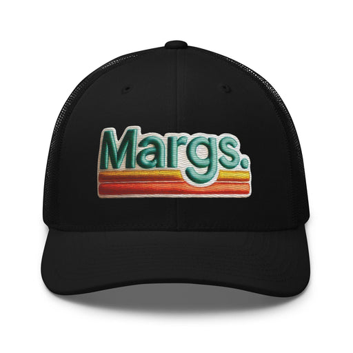 Triniskies  Hats Black Embroidered Margs Trucker Hat | Margarita Party Hat with Mesh Back