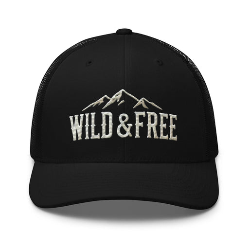 Triniskies  Hats Black Embroidered Wild and Free Trucker Cap | Camping & Hiking Nature Lovers Hat