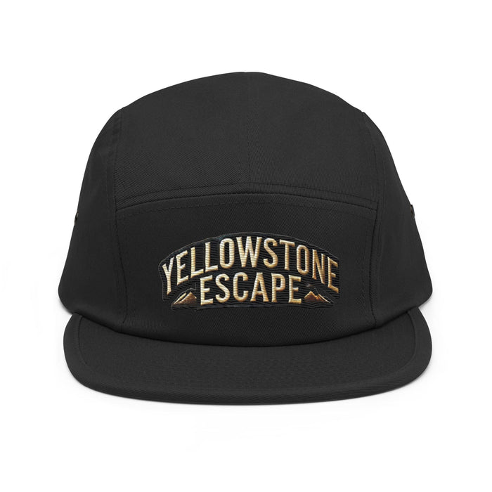 Triniskies  Hats Black Embroidered Yellowstone National Park Five Panel Cap | Adventure Camper Hat