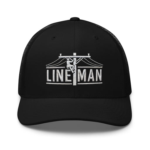 Triniskies  Hats Black Lineman Embroidered Trucker Cap | Classic Mesh Back Hat Great Gift Idea