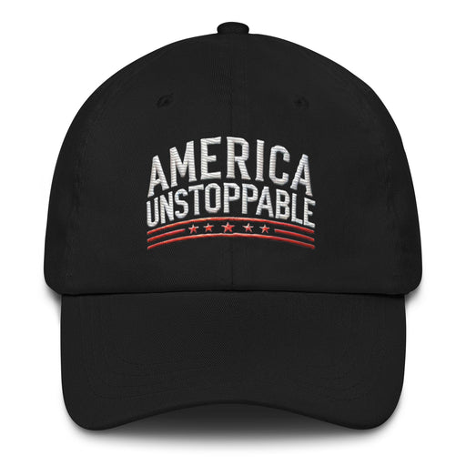 Triniskies  Hats Black / UNISEX / ADULT America Unstoppable Trump Vote Embroidered Dad Hat  Show Your Patriotism in Style