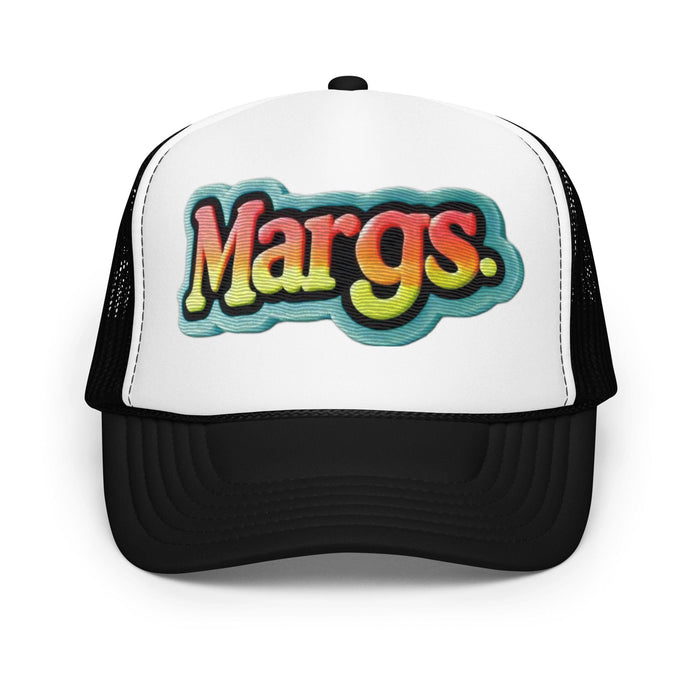 Triniskies  Hats Black / White / Black Embroidered Margs Foam Trucker Hat | Margarita Party Hat | Breathable Mesh Back