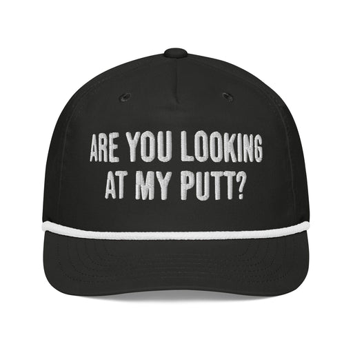 Triniskies  Hats Black/White Embroidered Are You Looking at My Putt ? Golf Rope Cap Hat