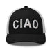 Triniskies  Hats Black/ White Embroidered CIAO Italian Trucker Hat | Travel Cap with Mesh Back