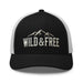 Triniskies  Hats Black/ White Embroidered Wild and Free Trucker Cap | Camping & Hiking Nature Lovers Hat