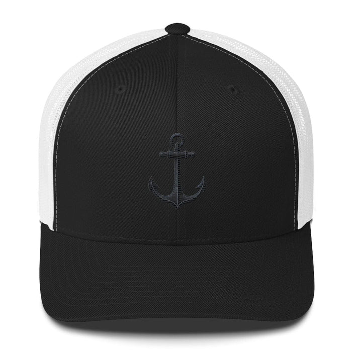 Triniskies  Hats Black/ White Safe Home Anchor Embroidered Trucker Hat Nautical-Inspired Adjustable Mesh Cap