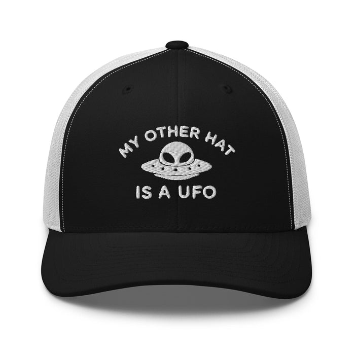 Triniskies  Hats Black/ White UFO Trucker Hat Embroidered Alien Mesh Cap