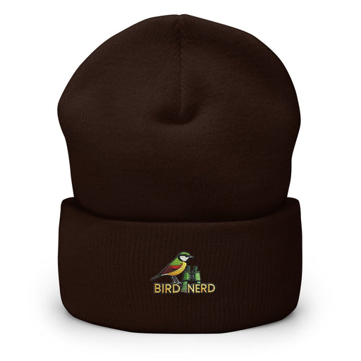 Triniskies  Hats Brown Embroidered Bird Hat Bird Nerd Cuffed Beanie – Cozy Unisex Winter Cap