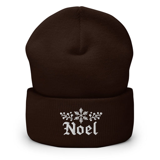 Triniskies  Hats Brown Embroidered Noel Christmas Hat | Cuffed Beanie | Festive & Cozy