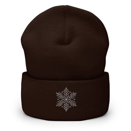 Triniskies  Hats Brown Embroidered Snowflake Christmas Cuffed Beanie | Holiday Winter Hat