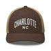 Triniskies  Hats Brown/ Khaki Embroidered Charlotte NC Trucker Cap | Classic Mesh Back Hat