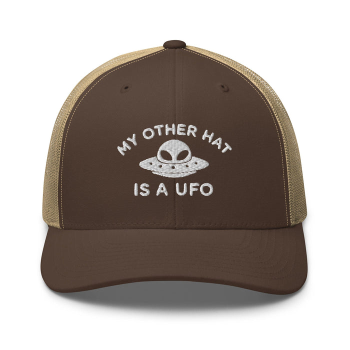 Triniskies  Hats Brown/ Khaki UFO Trucker Hat Embroidered Alien Mesh Cap