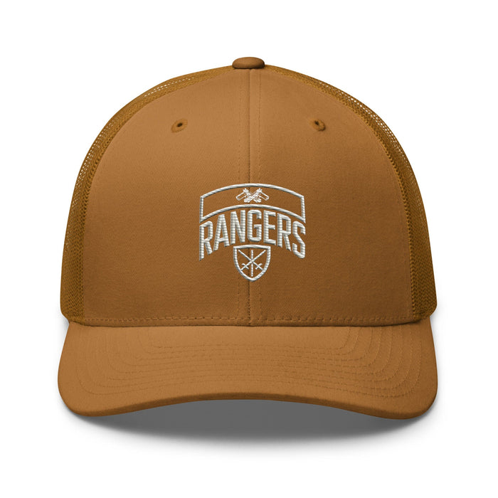 Triniskies  Hats Caramel Army Rangers Embroidered Trucker Cap  Patriotic Mesh Hat for Rangers Supporters