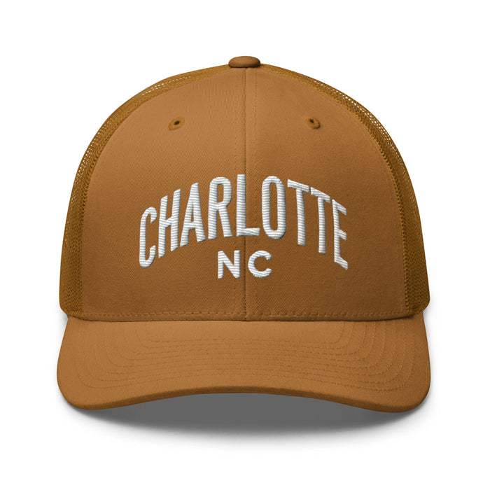 Triniskies  Hats Caramel Embroidered Charlotte NC Trucker Cap | Classic Mesh Back Hat