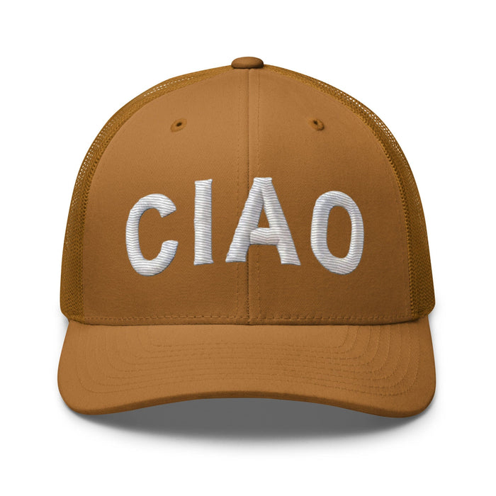 Triniskies  Hats Caramel Embroidered CIAO Italian Trucker Hat | Travel Cap with Mesh Back