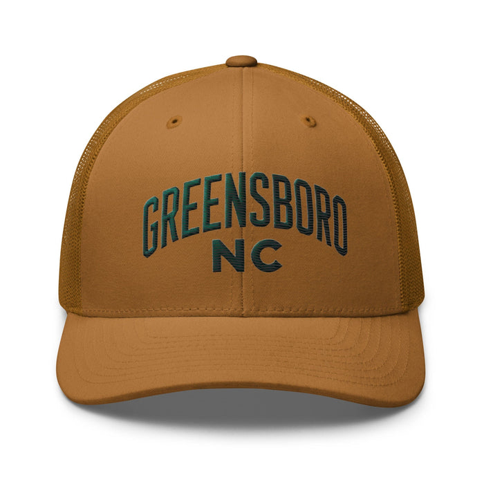 Triniskies  Hats Caramel Embroidered Greensboro NC Trucker Cap | North Carolina Vacation & Travel Gift