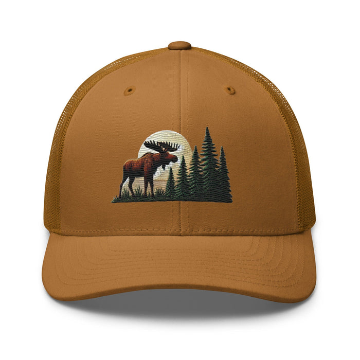 Triniskies  Hats Caramel Embroidered Moose Trucker Hat | Outdoor Adventure Cap