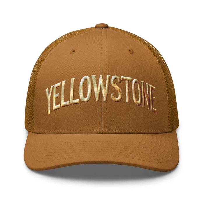 Triniskies  Hats Caramel Embroidered Yellowstone National Park Trucker Cap | Mesh Back Adventure Hat