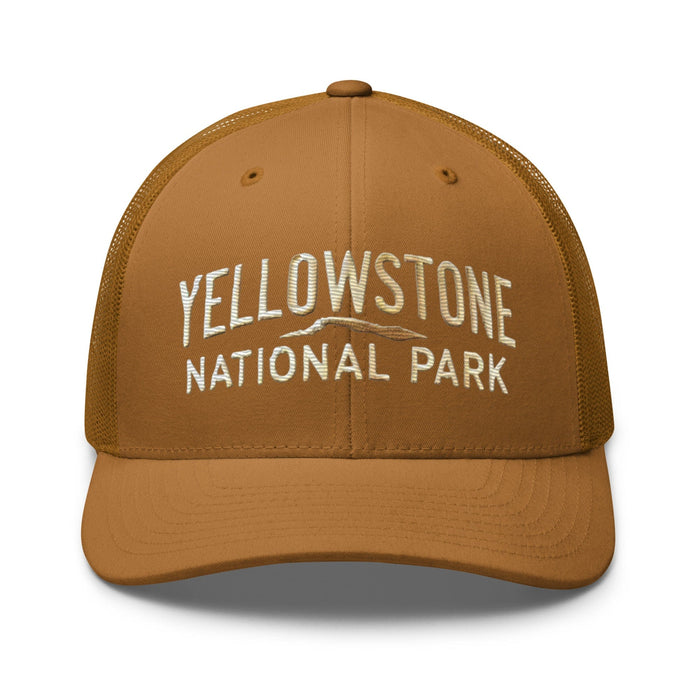 Triniskies  Hats Caramel Embroidered Yellowstone National Park Trucker Cap Mesh Back Adventure Hat Camping Hat