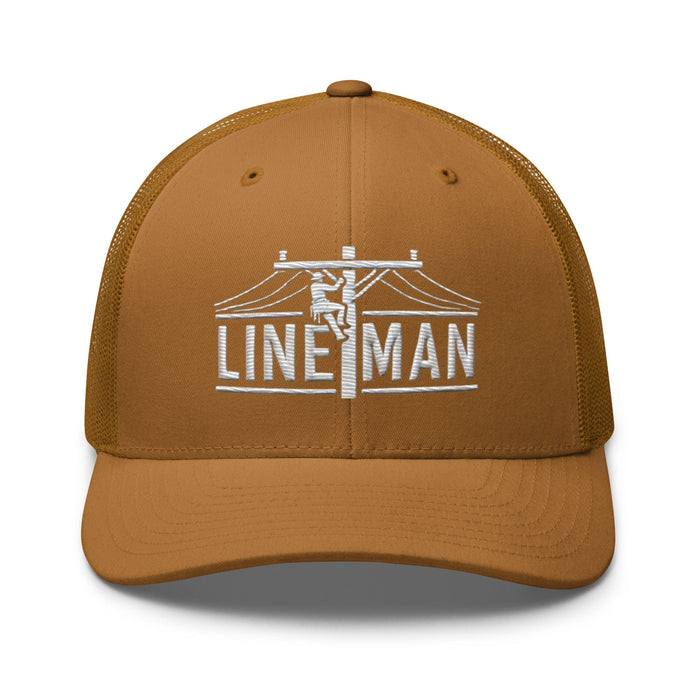 Triniskies  Hats Caramel Lineman Embroidered Trucker Cap | Classic Mesh Back Hat Great Gift Idea