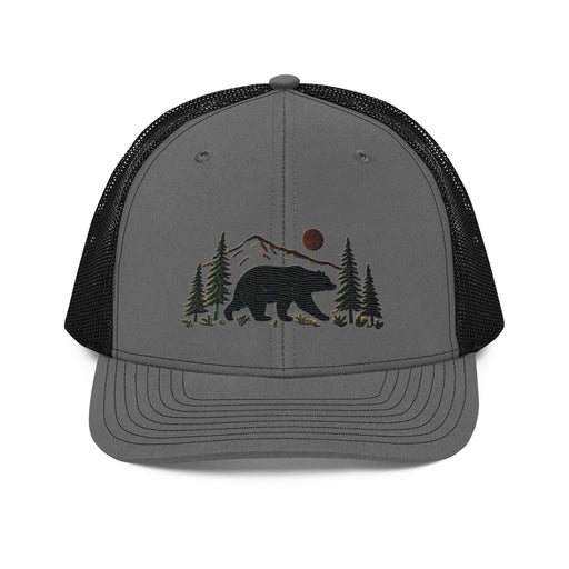 Triniskies  Hats Charcoal/Black / adult / one size Embroidered Black Bear Wildlife Trucker Cap Nature-Inspired Hat Richardson 112