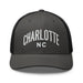 Triniskies  Hats Charcoal/ Black Embroidered Charlotte NC Trucker Cap | Classic Mesh Back Hat