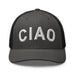 Triniskies  Hats Charcoal/ Black Embroidered CIAO Italian Trucker Hat | Travel Cap with Mesh Back