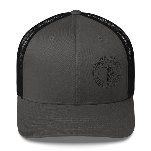 Triniskies  Hats Charcoal/ Black Support Your Local Pole Dancer Lineman Trucker Cap Lineman Hat