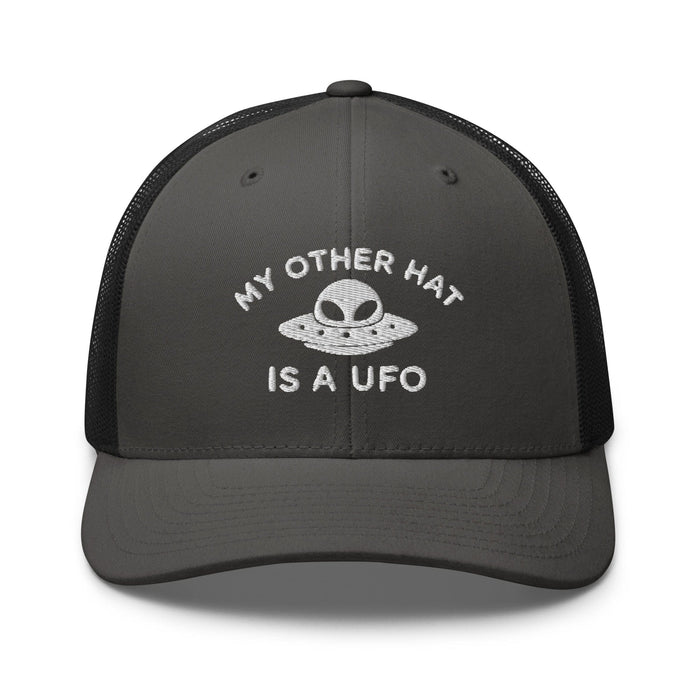 Triniskies  Hats Charcoal/ Black UFO Trucker Hat Embroidered Alien Mesh Cap