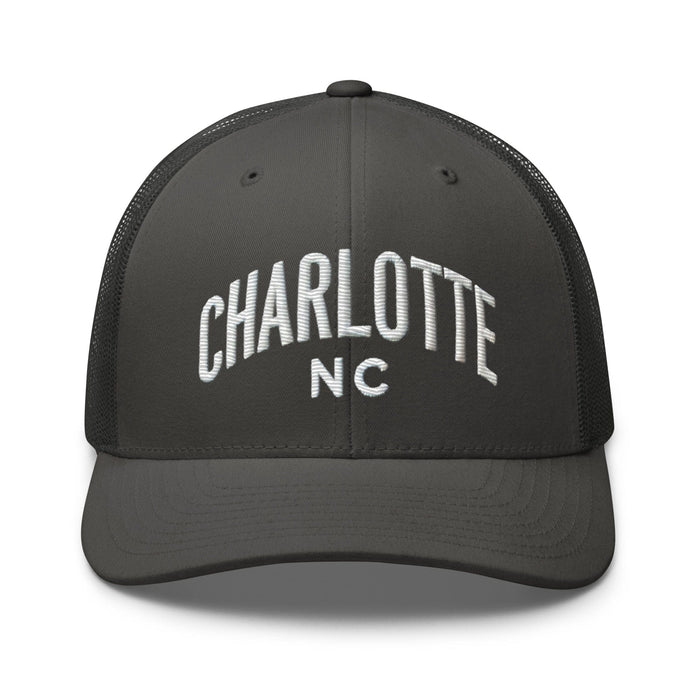 Triniskies  Hats Charcoal Embroidered Charlotte NC Trucker Cap | Classic Mesh Back Hat