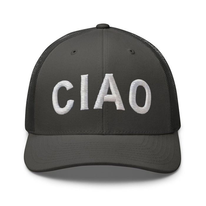 Triniskies  Hats Charcoal Embroidered CIAO Italian Trucker Hat | Travel Cap with Mesh Back