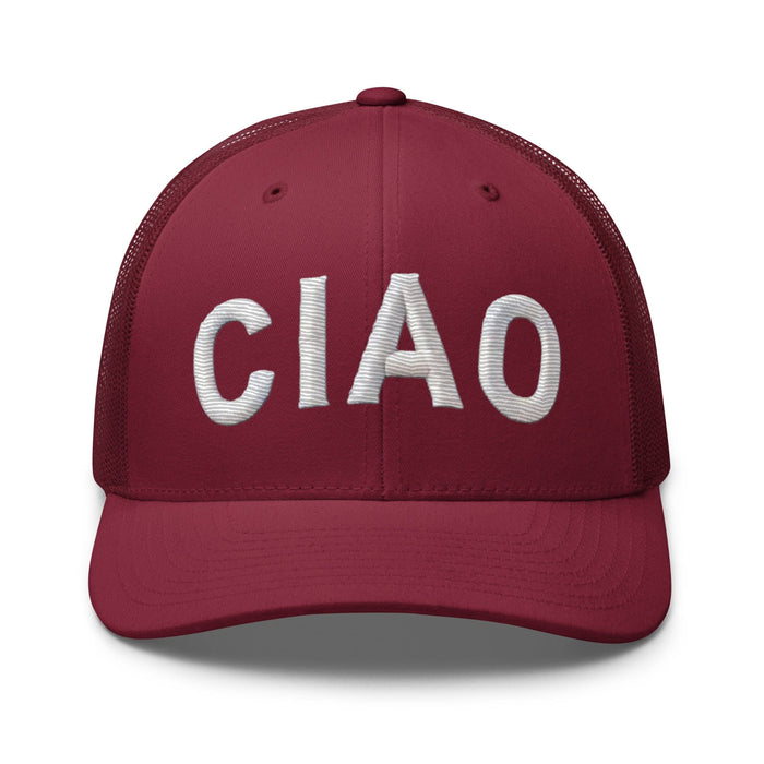 Triniskies  Hats Cranberry Embroidered CIAO Italian Trucker Hat | Travel Cap with Mesh Back