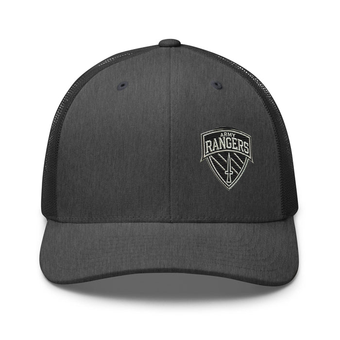 Triniskies  Hats Dark Heather Gray Army Rangers Embroidered Trucker Cap Patriotic Mesh Hat for Rangers Supporters