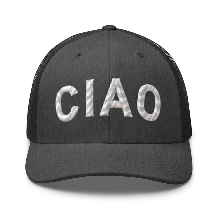 Triniskies  Hats Dark Heather Gray Embroidered CIAO Italian Trucker Hat | Travel Cap with Mesh Back