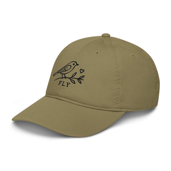 Triniskies  Hats Embroidered Bird on a Branch Organic Cotton Dad Hat Sustainable Eco Friendly Cap Bird Hat