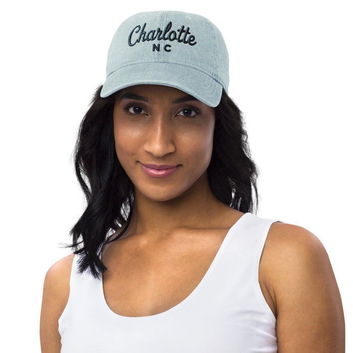 Triniskies  Hats Embroidered Charlotte NC Denim Hat | North Carolina Travel Cap | Gift Idea