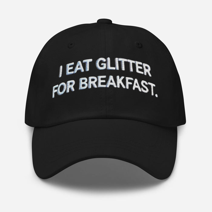 Triniskies Hats Embroidered I Eat Glitter for Breakfast Dad Hat – Fun Unisex Adjustable Cap Humor Funny Hat