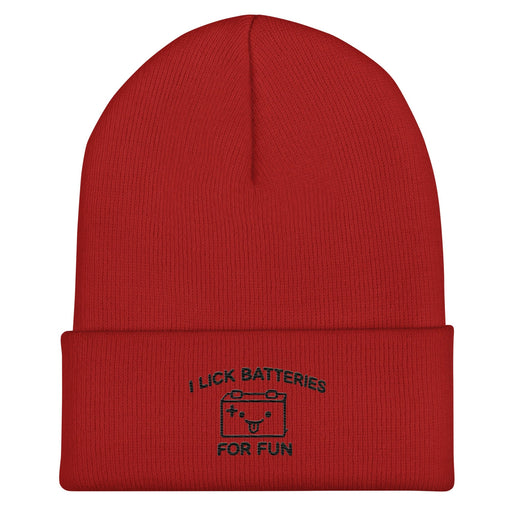 Triniskies Hats Embroidered I Lick Batteries for Fun Cuffed Beanie – Funny Unisex Winter Hat