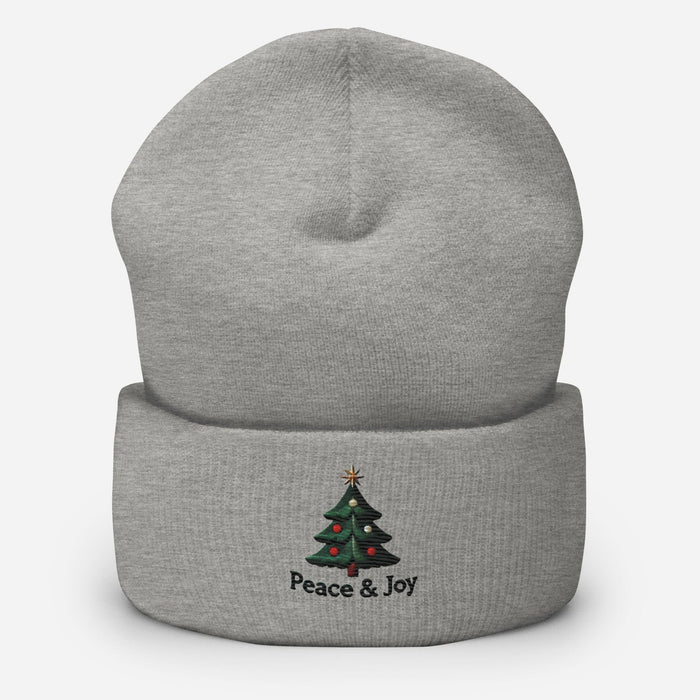 Triniskies  Hats Embroidered Peace & Joy Christmas Tree Cuffed Beanie | Holiday Winter Hat