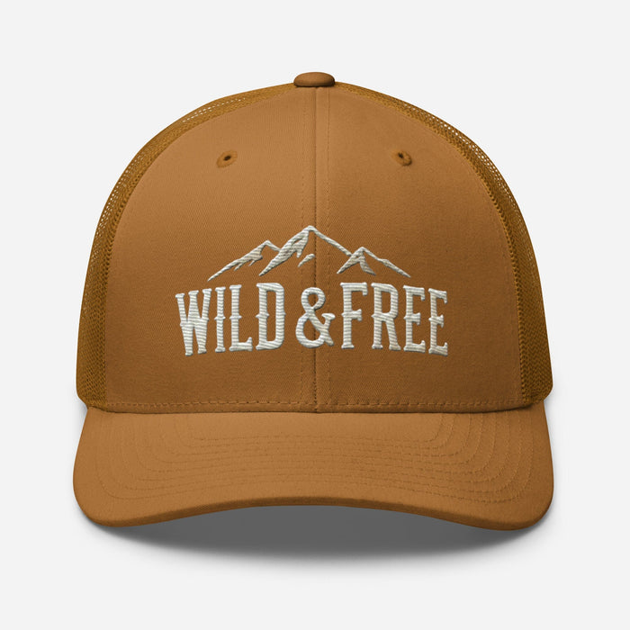 Triniskies  Hats Embroidered Wild and Free Trucker Cap | Camping & Hiking Nature Lovers Hat