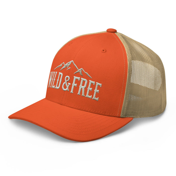 Triniskies  Hats Embroidered Wild and Free Trucker Cap | Camping & Hiking Nature Lovers Hat