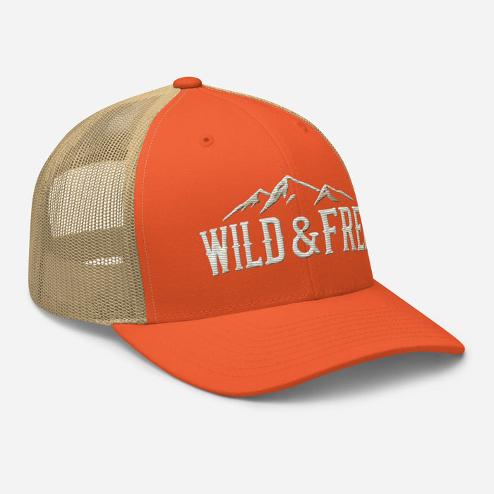 Triniskies  Hats Embroidered Wild and Free Trucker Cap | Camping & Hiking Nature Lovers Hat