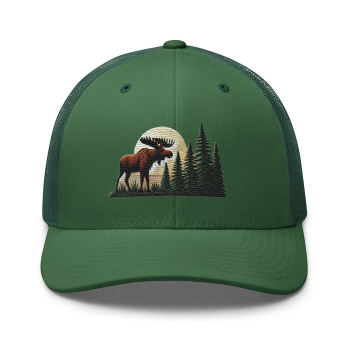 Triniskies  Hats Evergreen Embroidered Moose Trucker Hat | Outdoor Adventure Cap