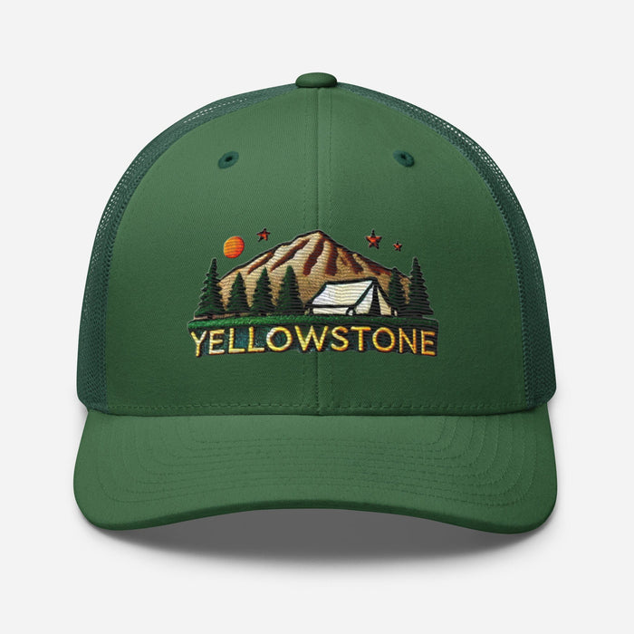 Triniskies  Hats Evergreen Embroidered Yellowstone National Park Trucker Cap | Camping & Hiking Nature Lover Hat