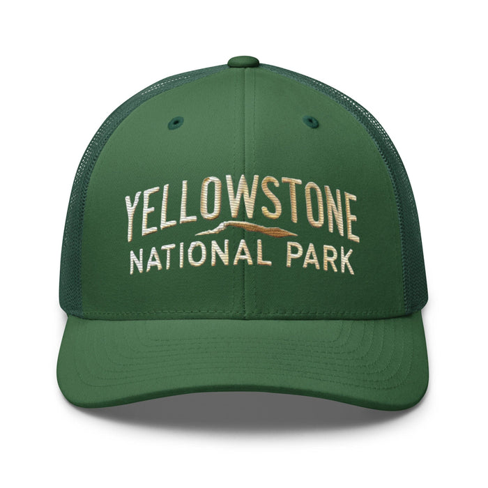 Triniskies  Hats Evergreen Embroidered Yellowstone National Park Trucker Cap Mesh Back Adventure Hat Camping Hat