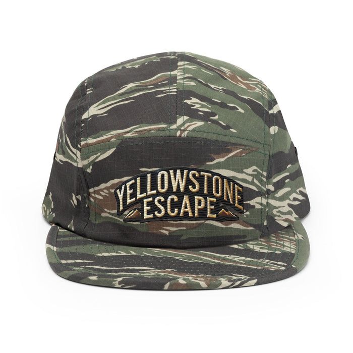 Triniskies  Hats Green Tiger Camo Embroidered Yellowstone National Park Five Panel Cap | Adventure Camper Hat